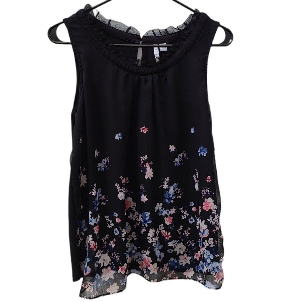 Elle Black Sleeveless Floral Top